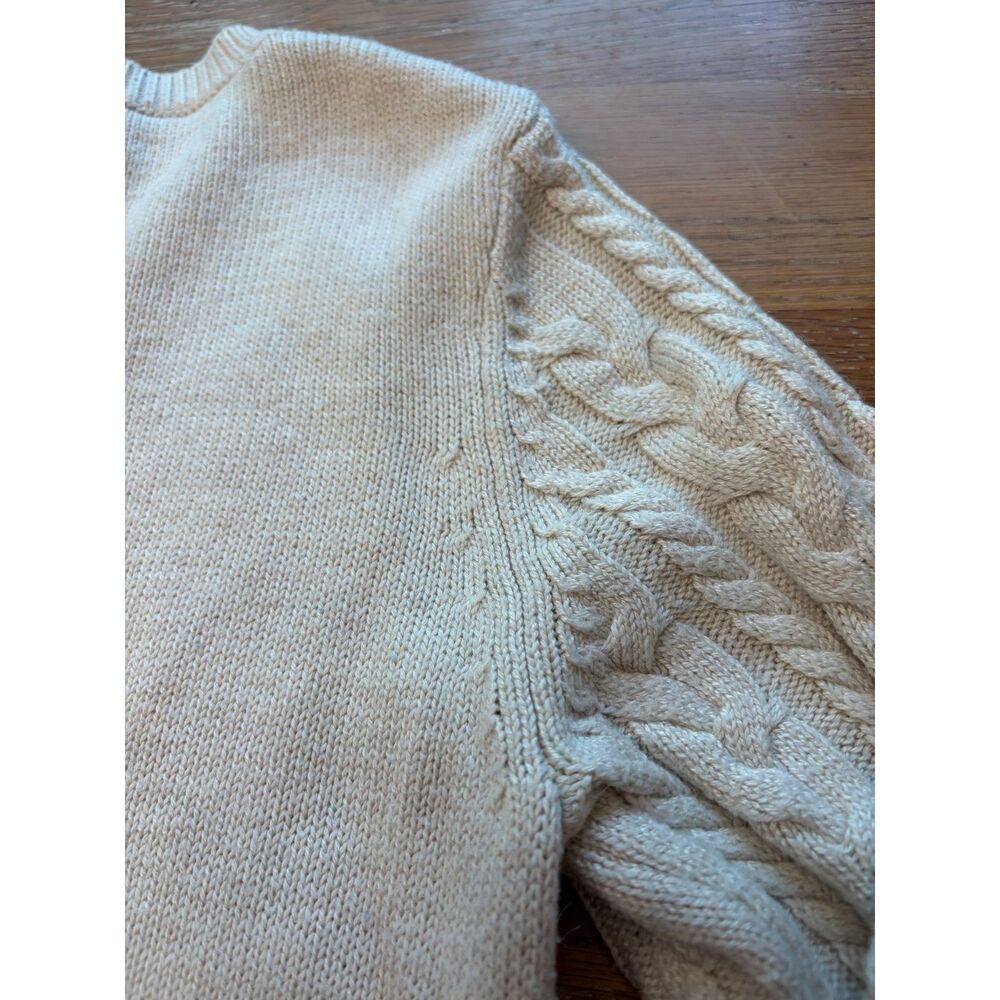 Vintage Y2K Abercrombie Fitch Cable Knit Crewneck Sweater S Cream Alpaca Blend - Picture 4 of 12